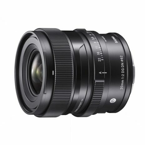 SIGMA 20mm F2 DG DN Contemporary Horizontal Without Hood, Angled SIGMA 20mm F2 DG DN Contemporary Horizontal Without Hood, Angled